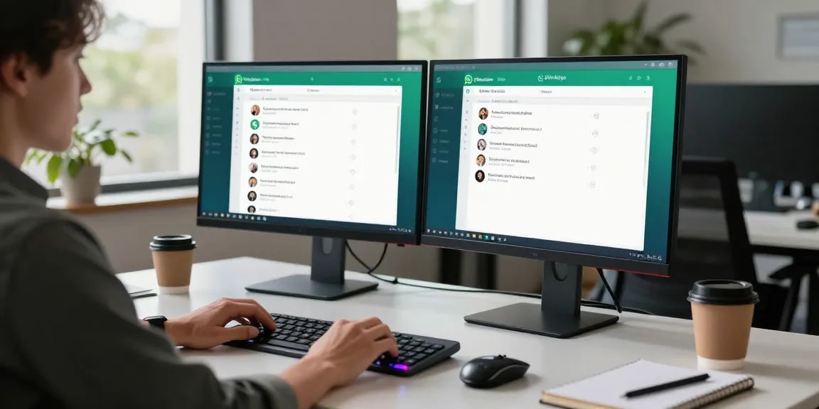 Using WhatsApp網頁版 for seamless communication in a modern workspace.
