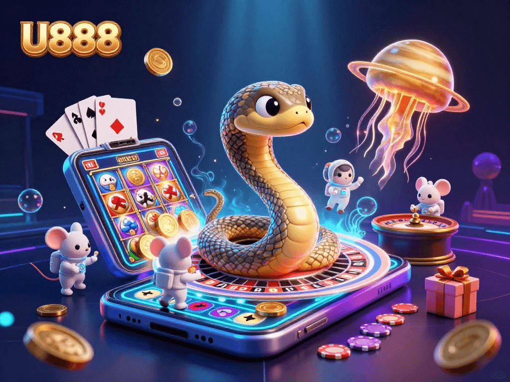 U888 players enjoy betting on the Saturn roulette wheel with cosmic casino elements in a vibrant digital illustration.
