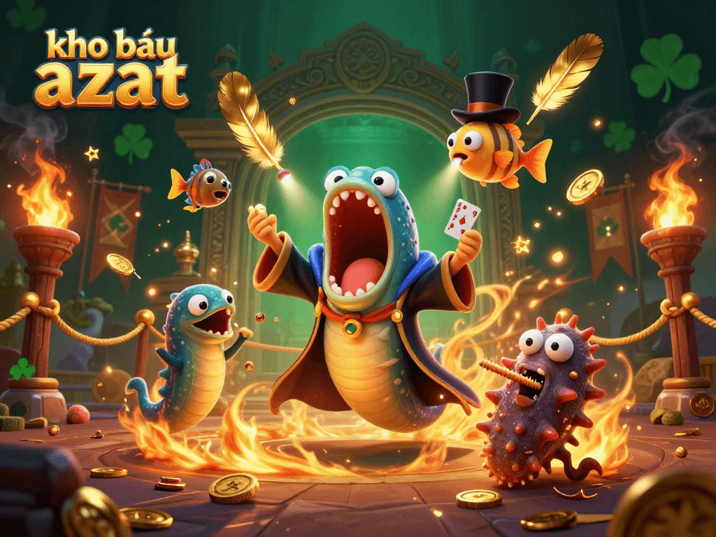 Experience the thrilling kho báu aztec adventure with vibrant characters and gaming elements in this dynamic scene.