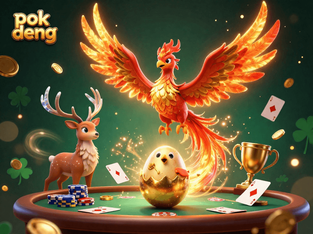 Experience thrilling moments of pok deng with vibrant card game elements in a dynamic illustration.