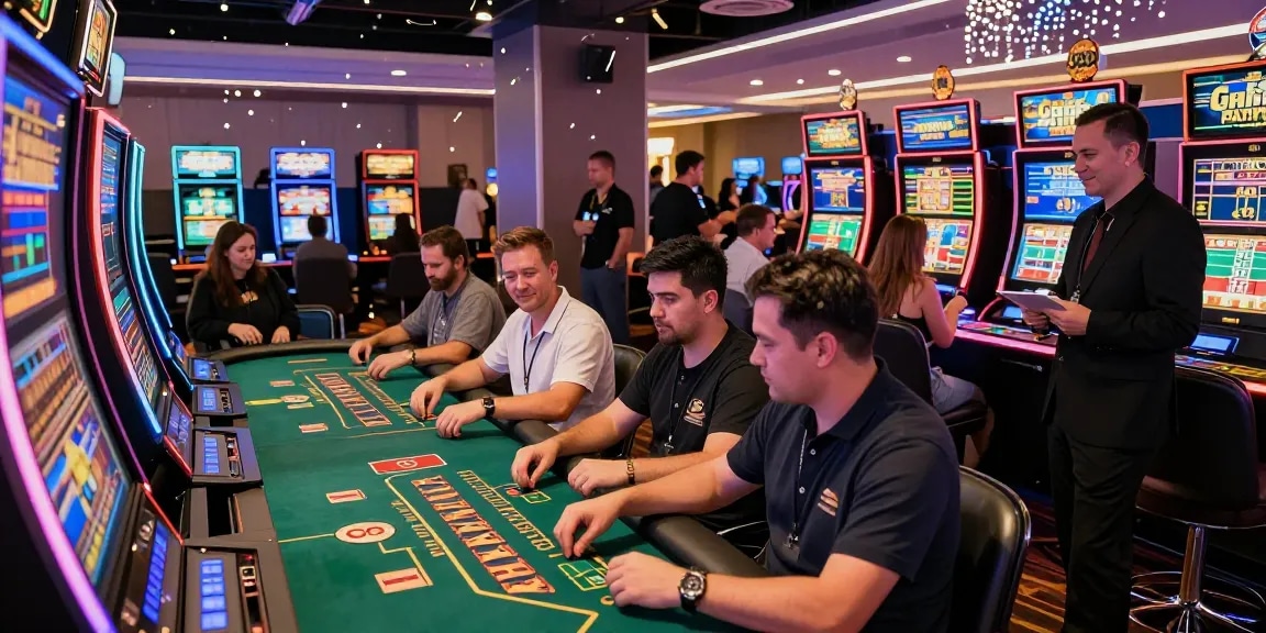 Experience the excitement of casinos not on Gamstop with diverse players enjoying games in a vibrant atmosphere.