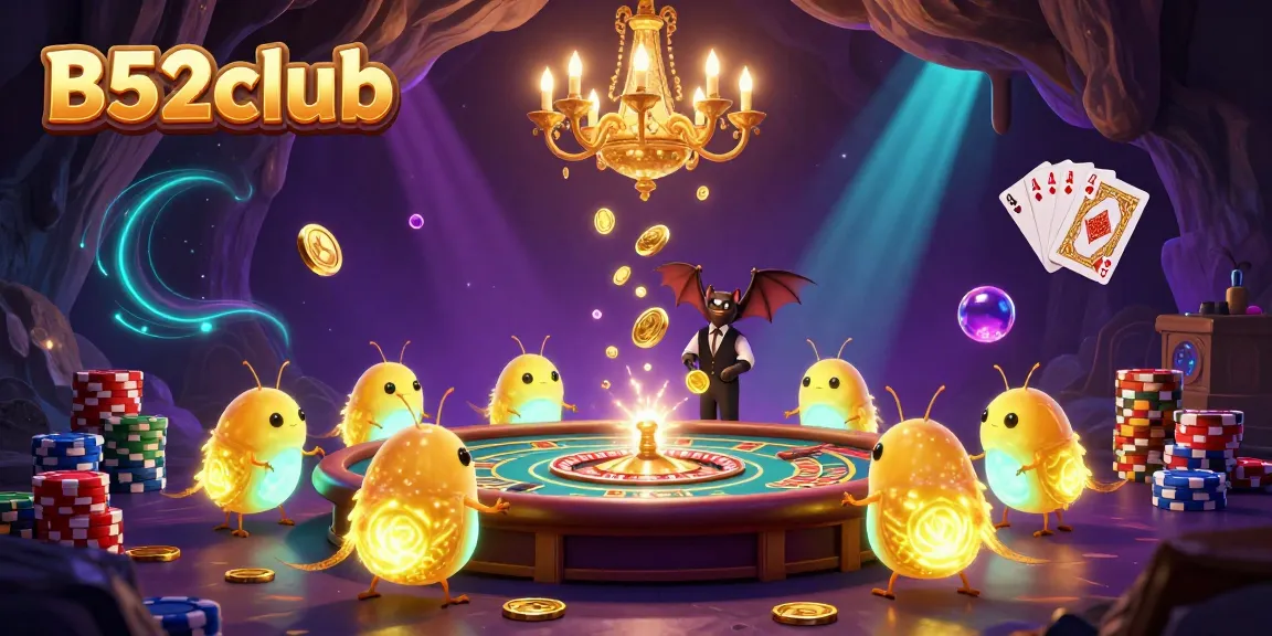Experience the thrill of B52club as glowworms illuminate a vibrant cave casino full of action and excitement.