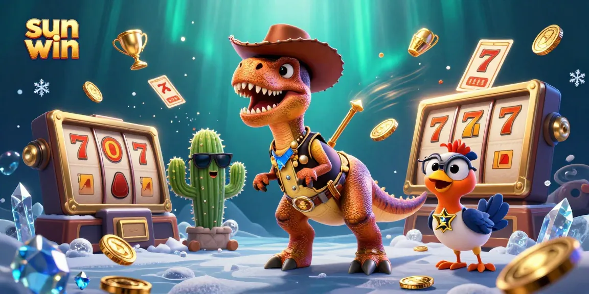Experience thrilling wins with sun win in this vibrant 3D casino illustration showcasing action and excitement.