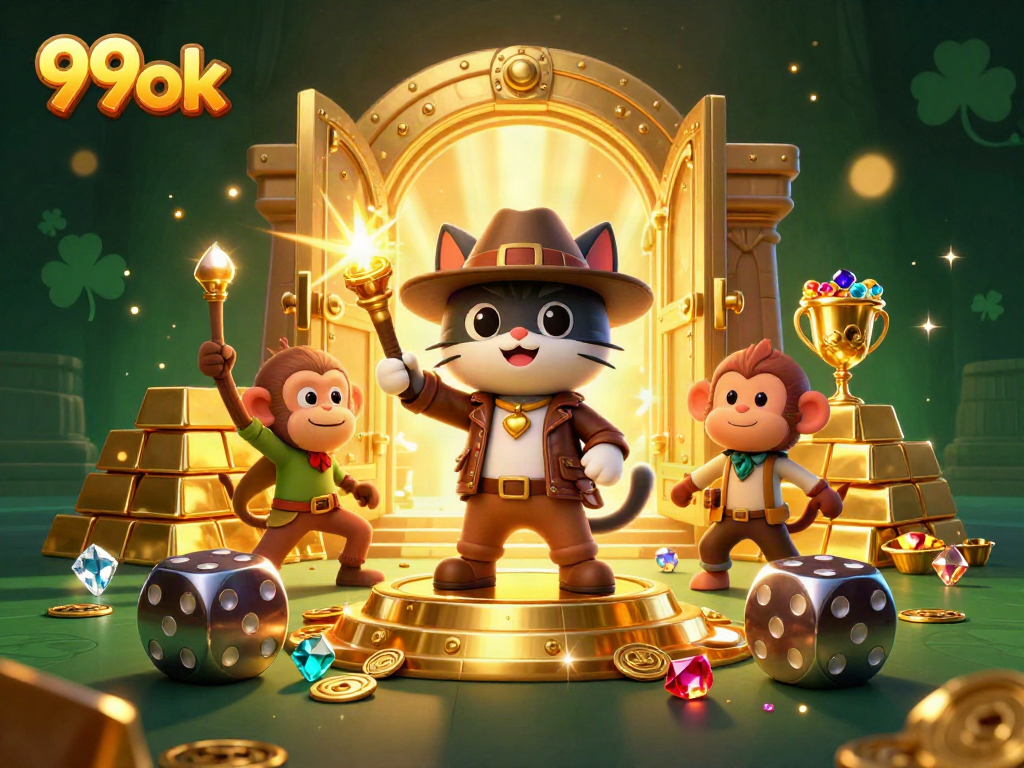 Explore the thrilling world of 99ok featuring dynamic casino treasures in a vibrant 3D scene.