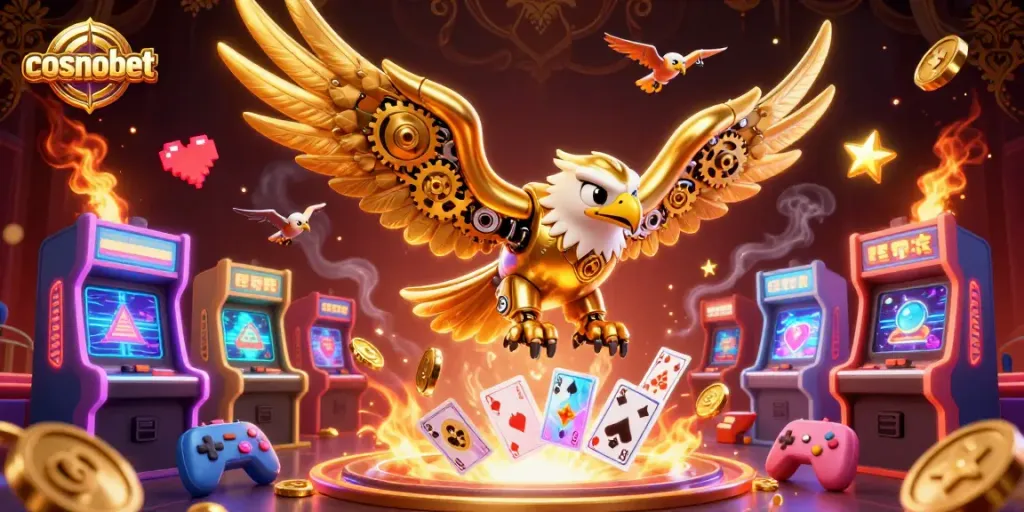 Experience the thrill of cosmobet with vibrant 3D gaming elements and dynamic casino characters.