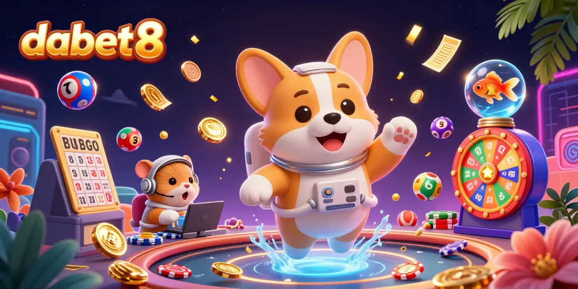 Experience thrilling gameplay at dabet8 with a vibrant casino scene featuring dynamic lottery elements and animated characters.