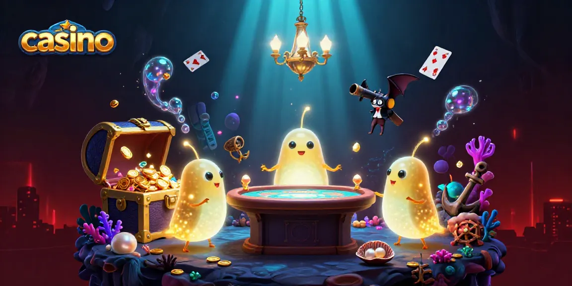 Play casino games in a cave illuminated by glowworms, featuring a bat dealer and card tables.