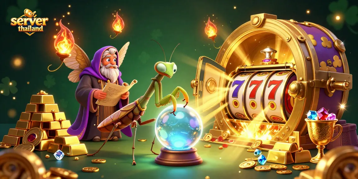 Experience thrilling gameplay on server thailand with colorful slot reels and mystical characters.