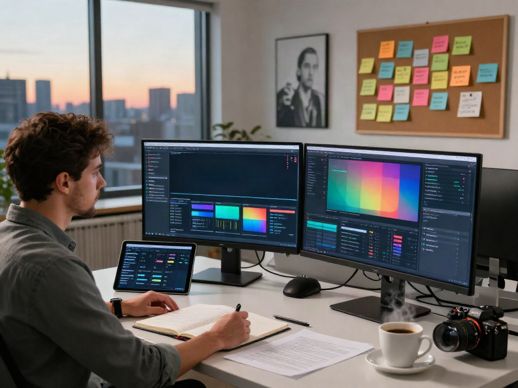Journalist analyzing data and updating articles while looking for insights to Read more at MSNBC.com in a modern workspace.