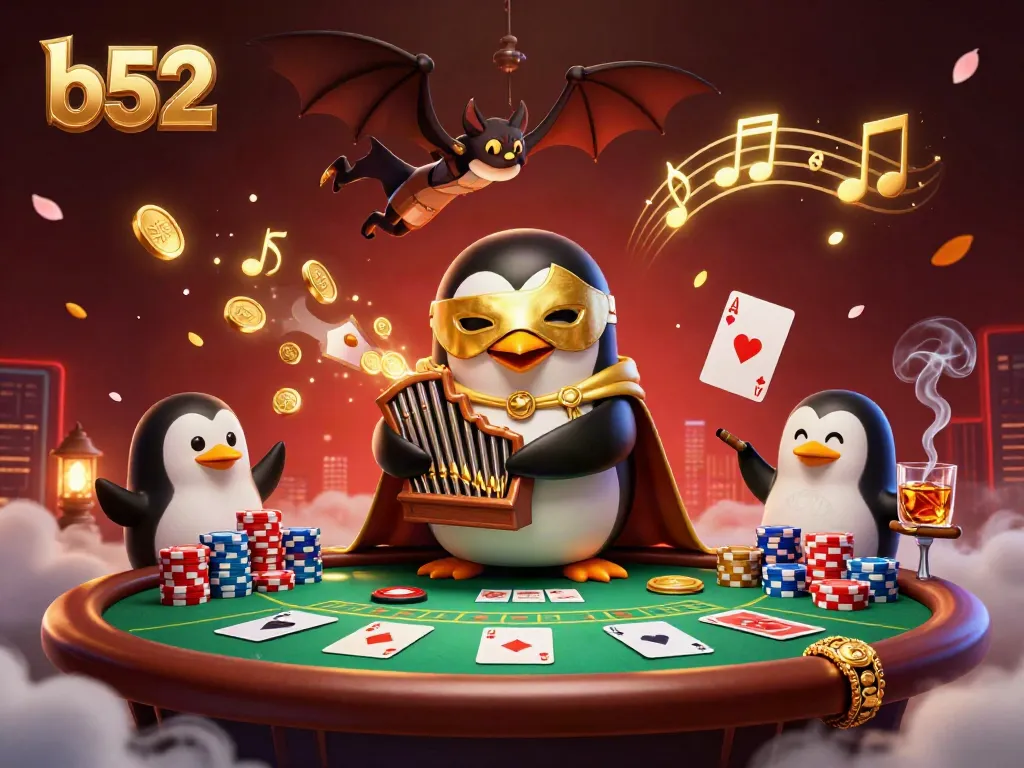 Experience thrilling moments in B52 while betting at the vibrant poker table, featuring dynamic characters.