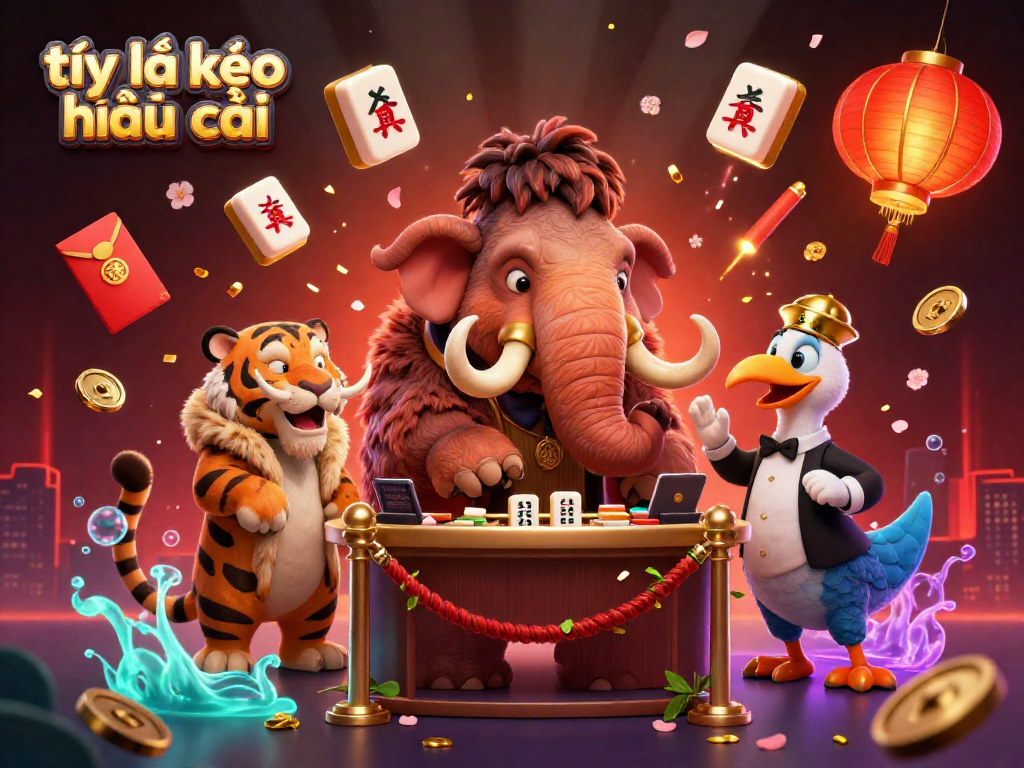 Experience the excitement of tỷ lệ kèo nhà cái with this vibrant 3D casino scene featuring colorful characters and festive gambling elements.