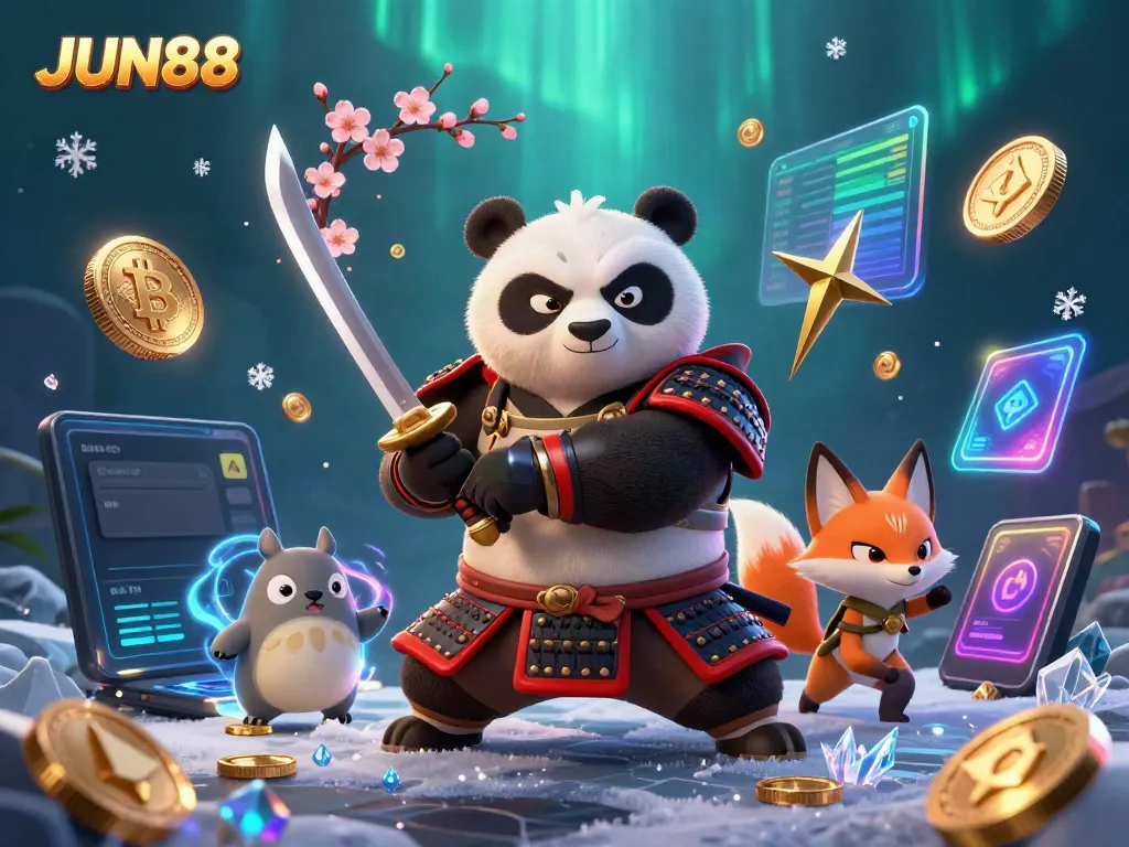 Experience thrilling gameplay with JUN88 and dynamic characters in a vibrant 3D casino scene.