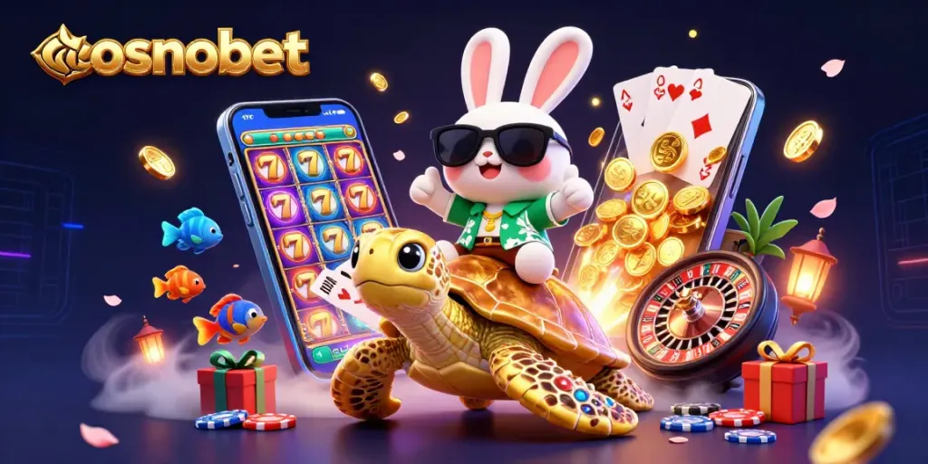 Engage in thrilling gaming adventures with cosmobet featuring a lucky rabbit and golden turtle.