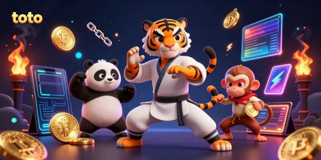 Engage with the colorful world of toto, featuring animated characters in a dynamic casino scene.