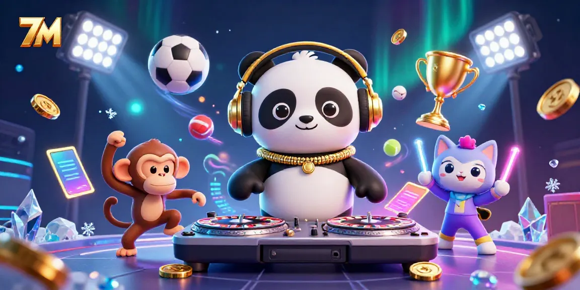 Experience exciting 7M live scores with engaging characters in a packed casino atmosphere.