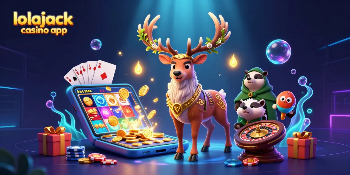 Experience the excitement of the lolajack casino app with a vibrant illustration showcasing dynamic gaming elements.