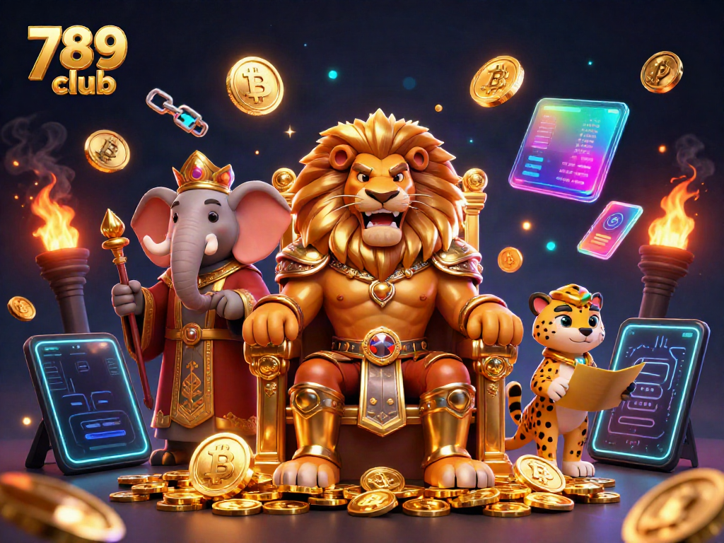 Experience thrilling gameplay at 789 club with a vibrant casino scene featuring majestic characters.