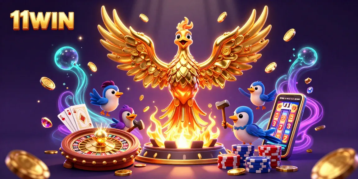 Spin to win with 11WIN! Experience golden phoenixes, coins, and the allure of casino games.