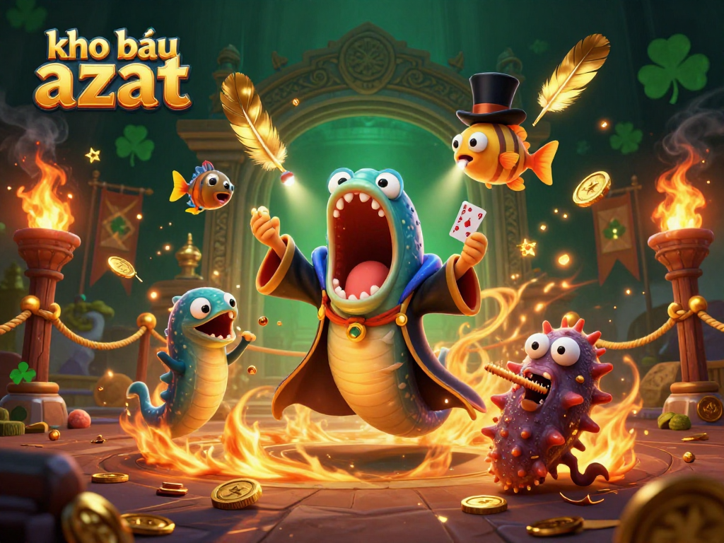 Experience the thrilling kho báu aztec adventure with vibrant characters and gaming elements in this dynamic scene.
