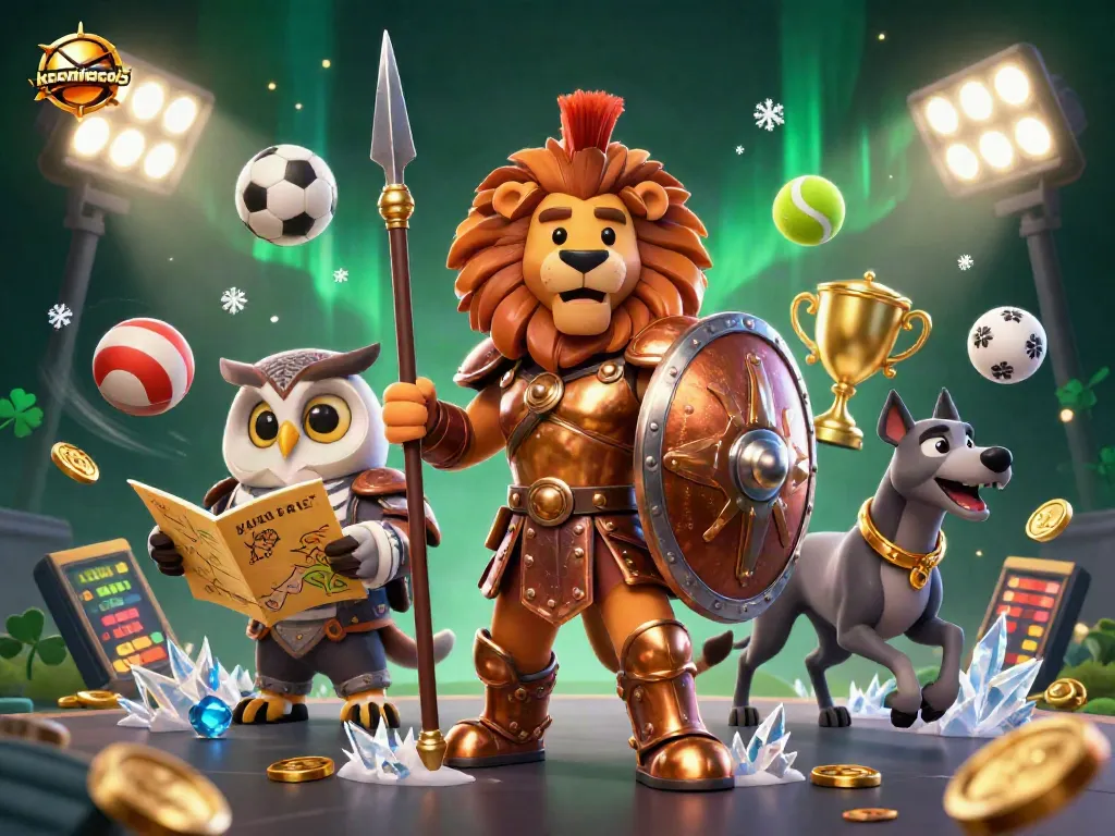 Engage with keonhacai5's sports betting strategies amidst a dynamic, energetic illustration of sports elements.