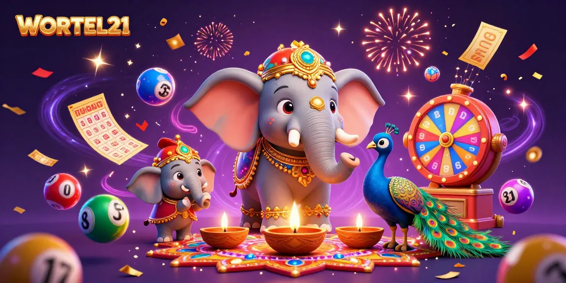 WORTEL21 lottery action scene with vibrant elephants and bingo elements depicting festive gambling excitement.