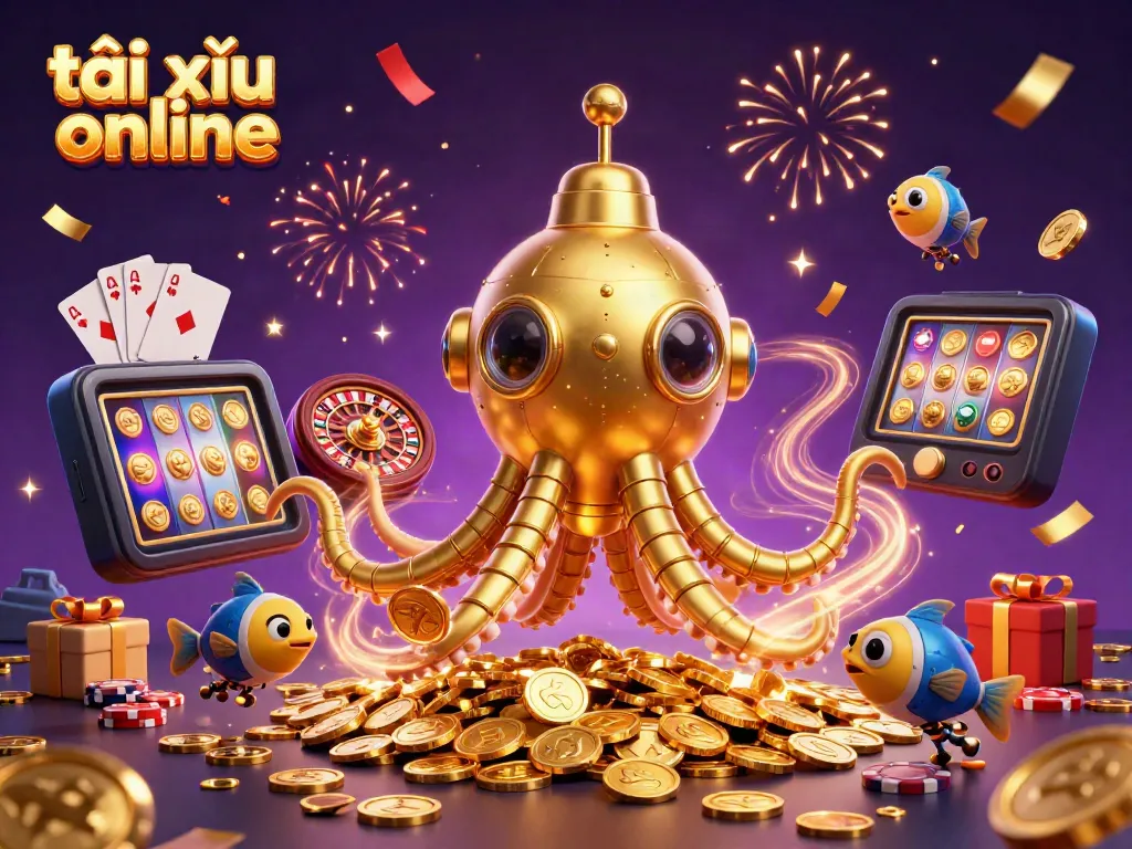 Experience the excitement of tài xỉu online with vibrant illustrations showcasing dynamic casino elements.