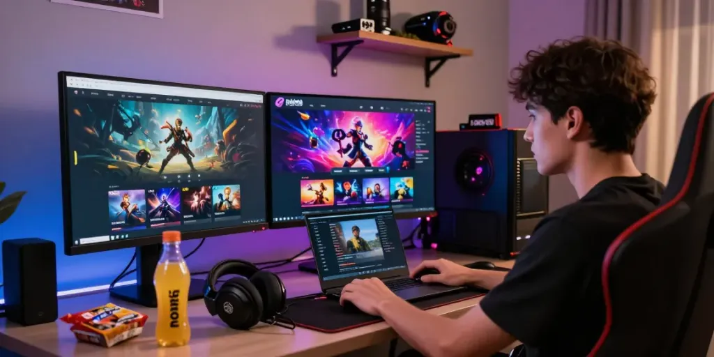 Player focused on the rokok88 login screen in a vibrant gaming setup