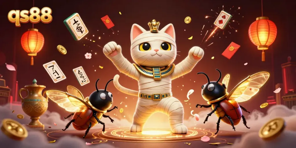 Engage in exciting gaming experiences at qs88 with an ultra-detailed 3D illustration of a casino theme featuring vibrant characters and elements.