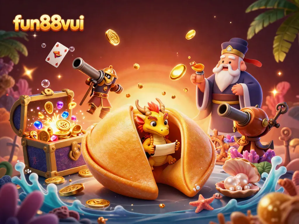 Engage in fun88vui with an enchanting scene of fortune and golden treasures.