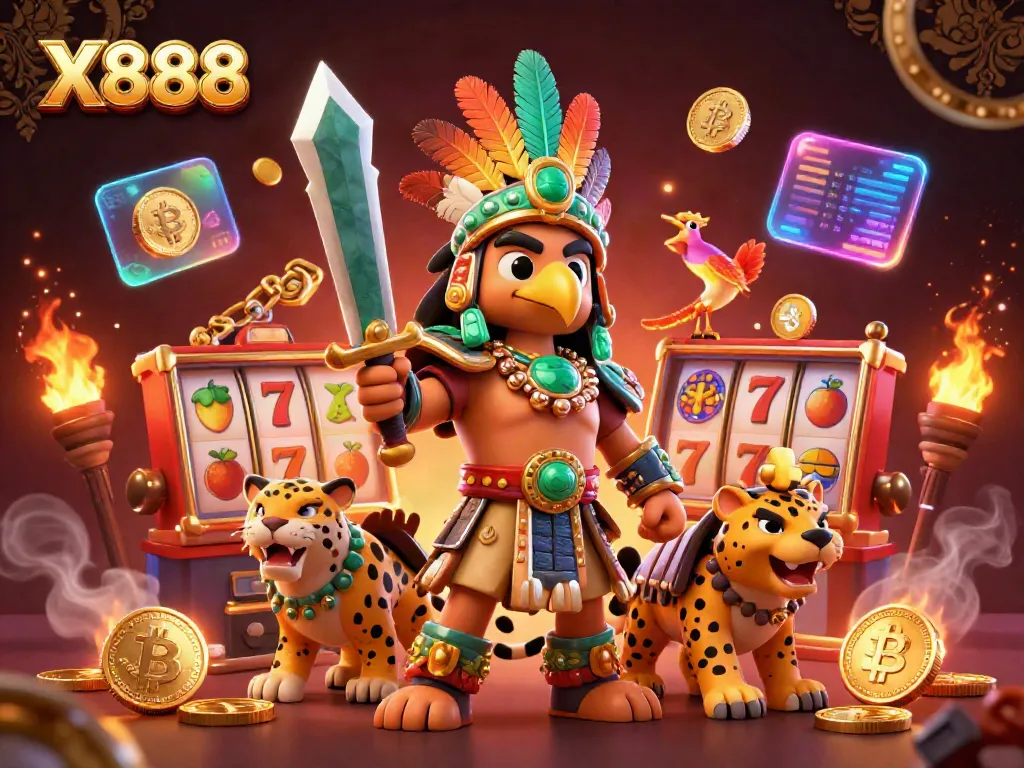 Engage with the X888 slot realm featuring vibrant characters and dynamic gaming elements.