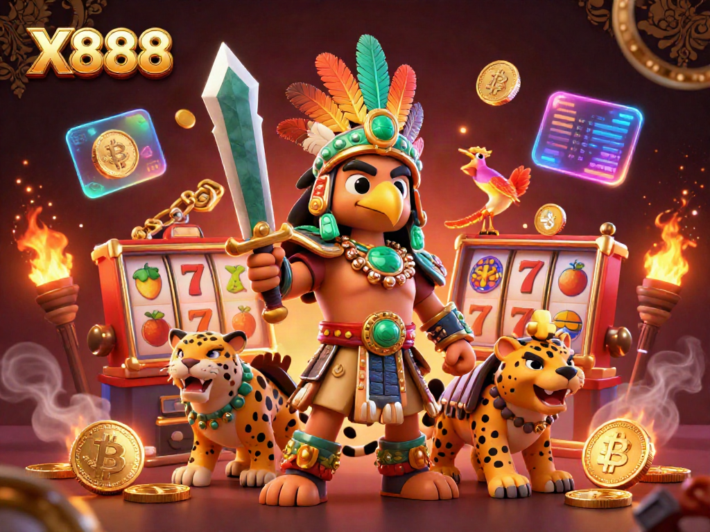 Engage with the X888 slot realm featuring vibrant characters and dynamic gaming elements.