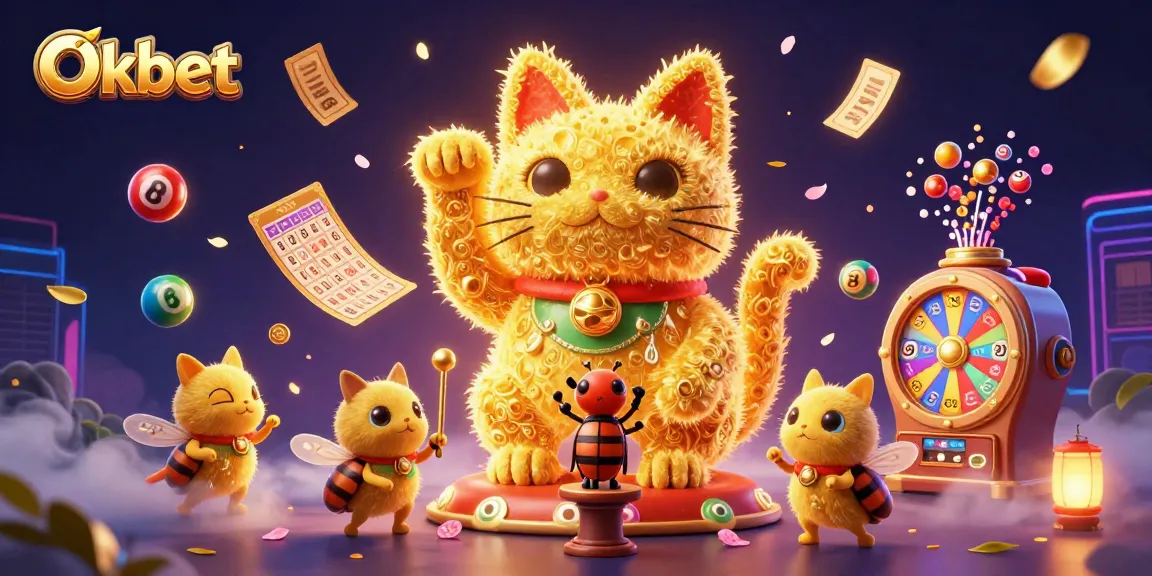 Experience the vibrant world of Oxbet with a lucky cat formed by golden fireflies surrounded by dynamic casino symbols.