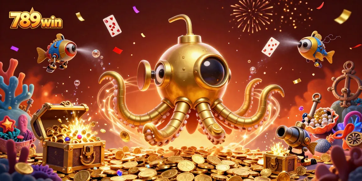 Play exciting games at 789win with a vibrant underwater scene showcasing winning symbols and gold coins.