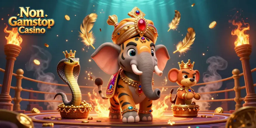 Engage in thrilling gameplay at a Non Gamstop Casino featuring a vibrant 3D scene.