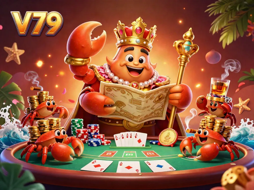 Play exciting games at V79 with the golden crab emperor guiding your winning journey.