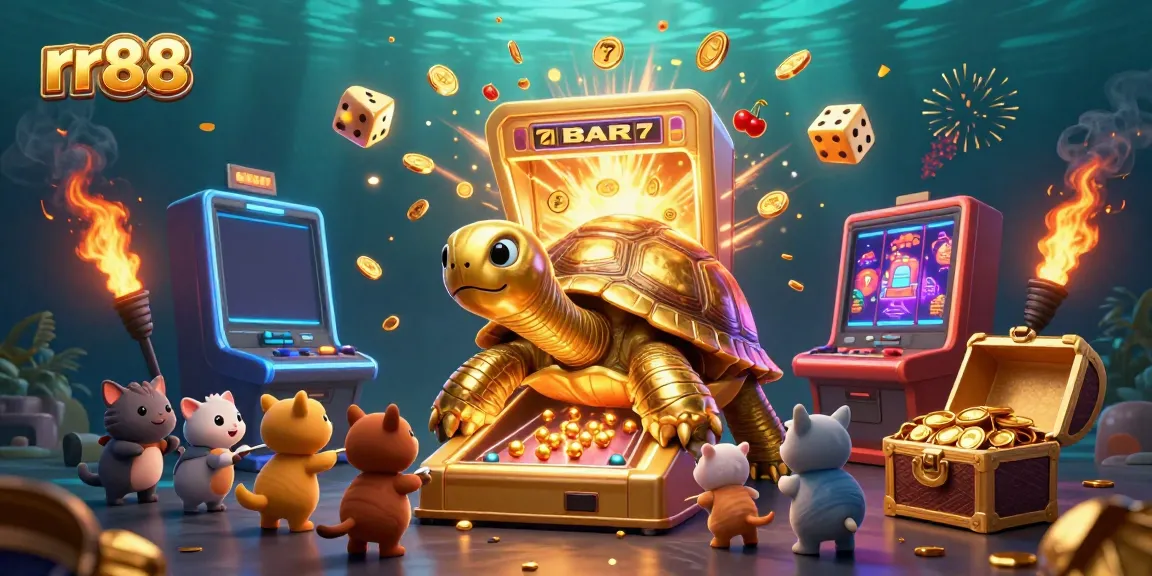 Experience the exciting RR88 casino gameplay with vibrant scenes of slot machines and animated characters.