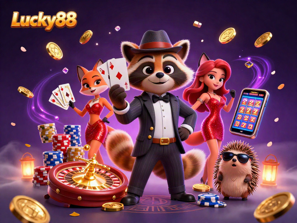 Enjoy the excitement of Lucky88 as our charming characters engage in lively casino gameplay!
