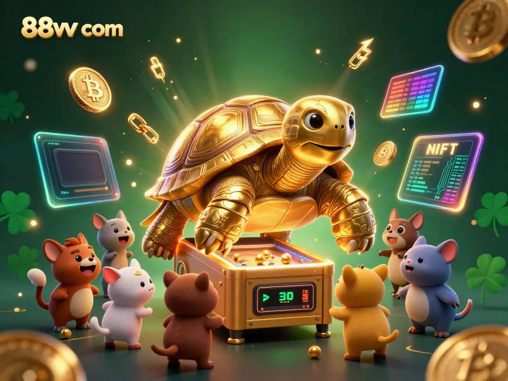 Experience exciting gameplay at 88vv com with a vibrant digital casino scene featuring vibrant characters and crypto elements.