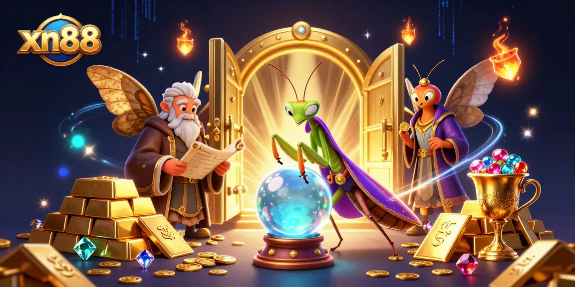 Experience xn88's vibrant gaming world with mystical characters and treasure elements depicting fun and excitement.