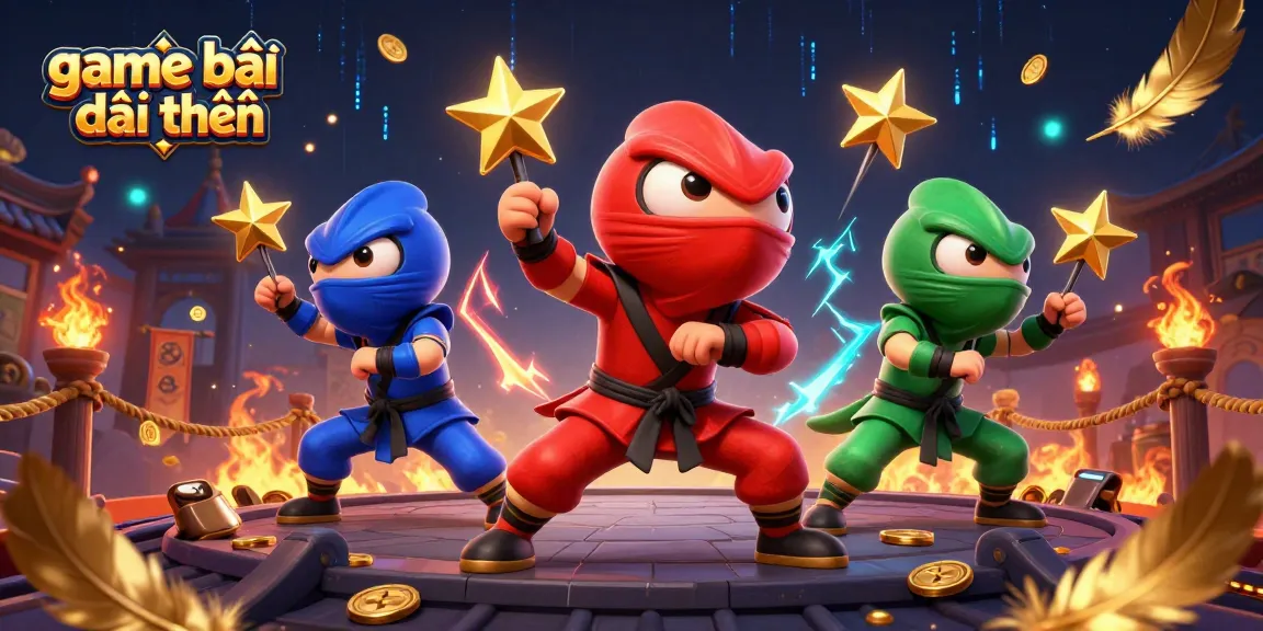 Engage in game bài đổi thưởng with dynamic ninja chameleons in an action-packed casino scene.