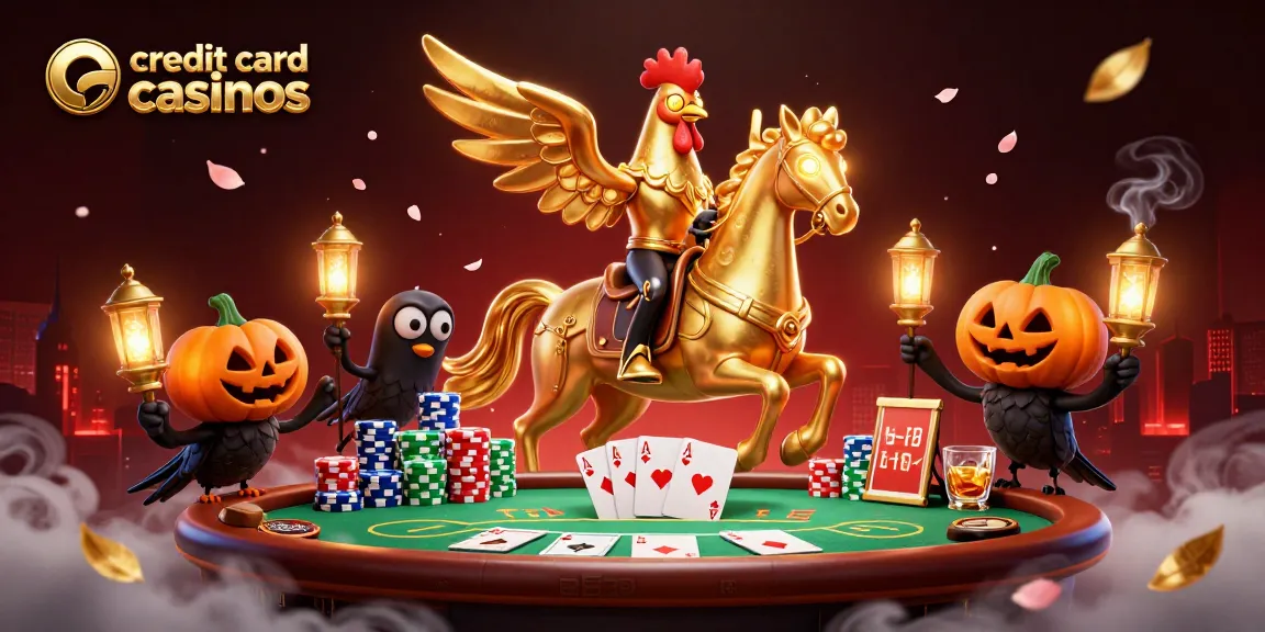 Engage in thrilling gaming at credit card casinos with a vibrant 3D casino scene.