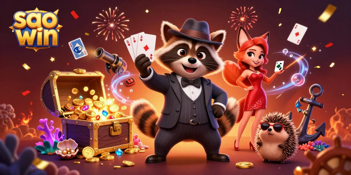 Sparkle and win with the suave raccoon and charming fox at Sao Win's vibrant casino.