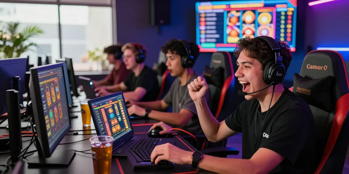 Exciting scene of players engaging with slot gacor games in a vibrant online gaming environment