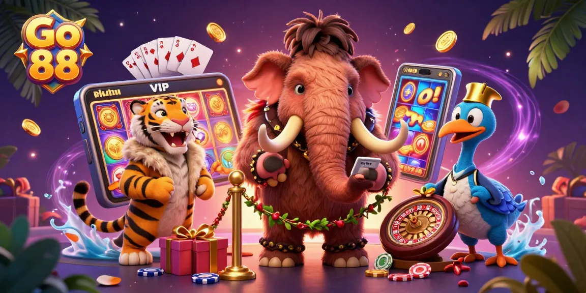 Catch thrilling action at Go 88 with a mammoth bouncer and vibrant casino elements exploding around!