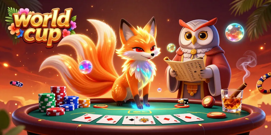Engage in the world cup of sports betting with a vibrant scene of an owl sage and mystical fox.