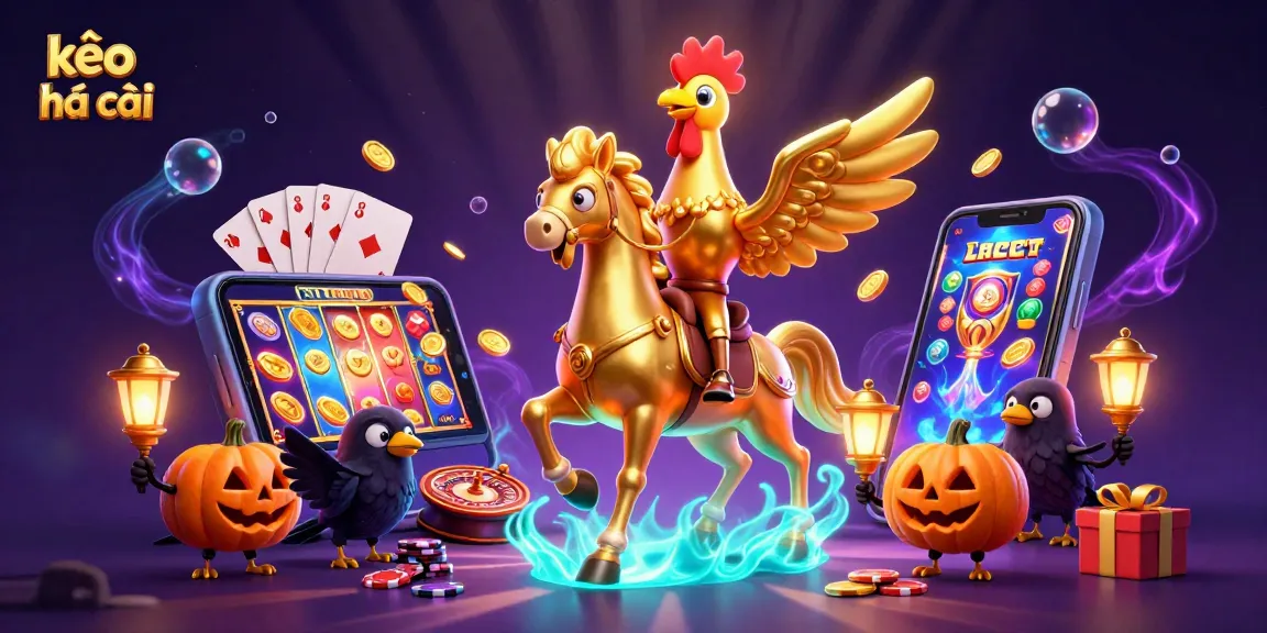 Engage with kèo nhà cái as a golden rooster guides you through a casino adventure, full of excitement.
