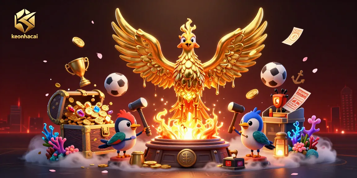 Experience winning strategies with keonhacai in this vibrant 3D sports betting illustration.