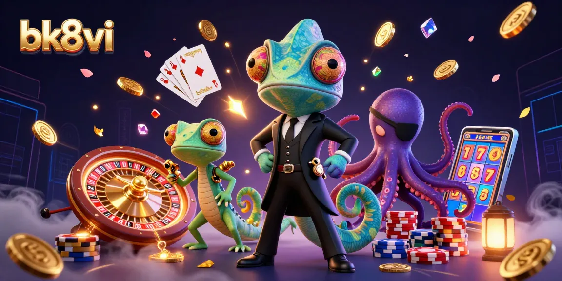 Experience the excitement of bk8vi with the vibrant 3D casino scene featuring engaging characters and dynamic elements.