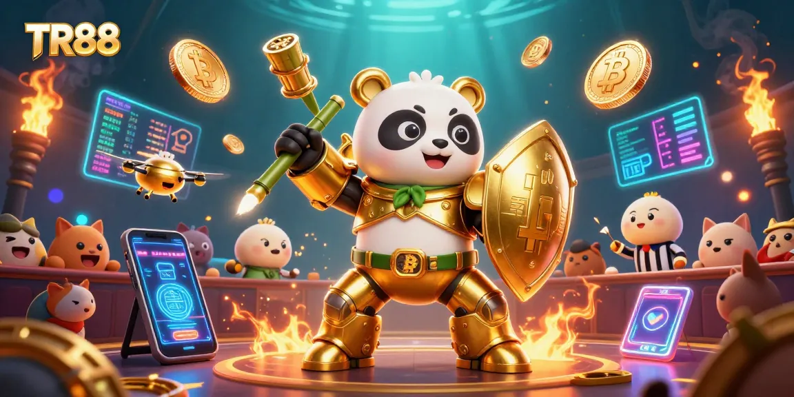 Engage with TR88 at the immersive casino arena featuring dynamic crypto elements and vibrant visuals.
