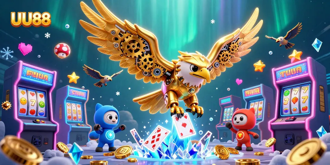 Engage in exciting gameplay at UU88 while exploring vibrant 3D arcade elements in a dynamic casino scene.